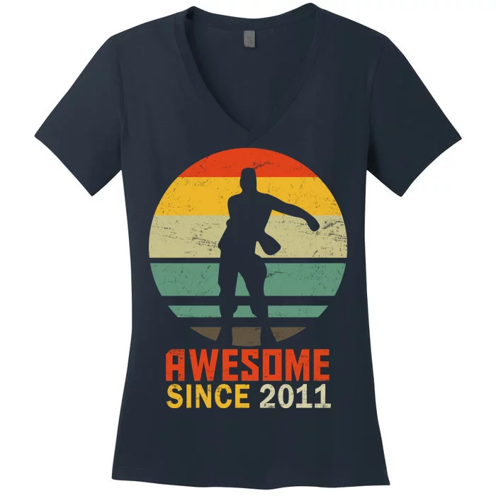 Floss Dance 8th Birthday Awesome Since 2011 Women's V-Neck T-Shirt