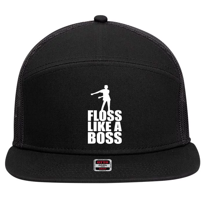 Floss Like A Boss Dance Logo 7 Panel Mesh Trucker Snapback Hat