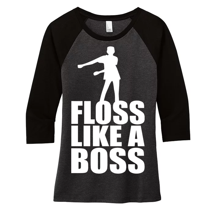 Floss Like A Boss Dance Logo Women's Tri-Blend 3/4-Sleeve Raglan Shirt