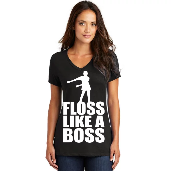 Floss Like A Boss Dance Logo Women's V-Neck T-Shirt