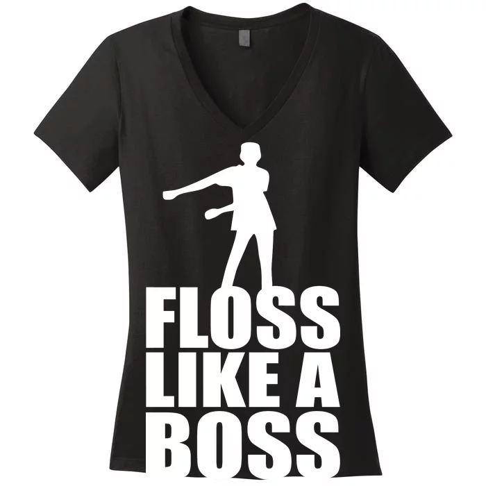 Floss Like A Boss Dance Logo Women's V-Neck T-Shirt