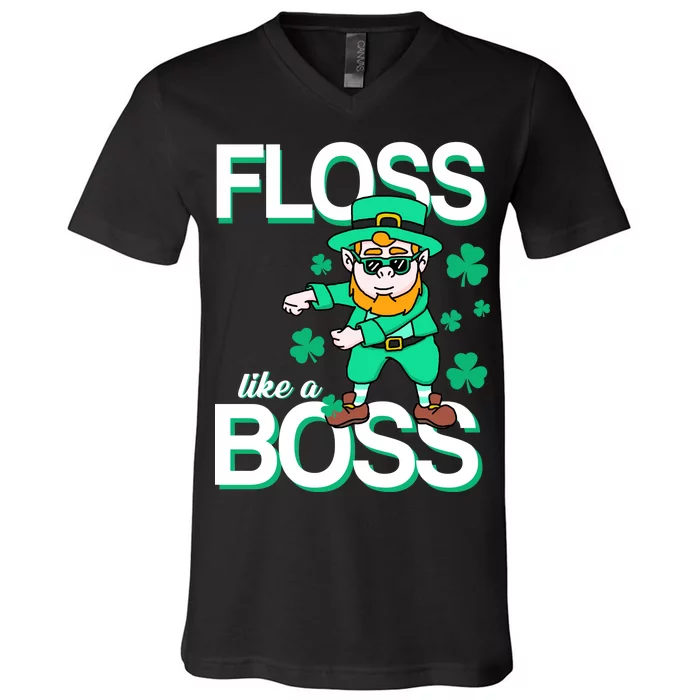 Floss Like A Boss Leprechaun V-Neck T-Shirt