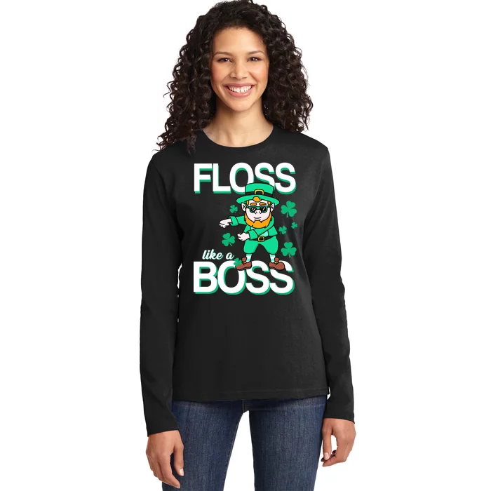 Floss Like A Boss Leprechaun Ladies Long Sleeve Shirt