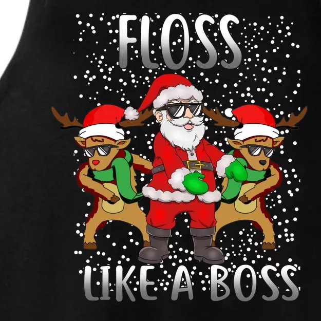 Floss like a Boss Santa Reindeer Ladies Tri-Blend Wicking Tank