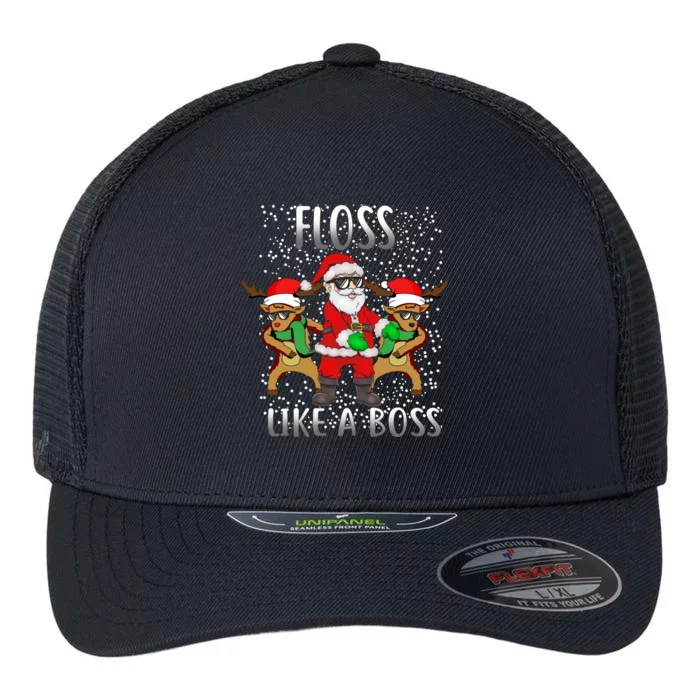 Floss like a Boss Santa Reindeer Flexfit Unipanel Trucker Cap