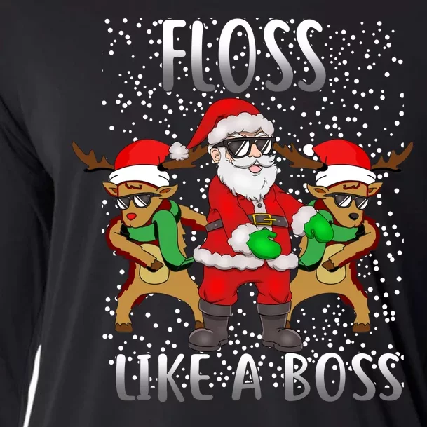 Floss like a Boss Santa Reindeer Cooling Performance Long Sleeve Crew