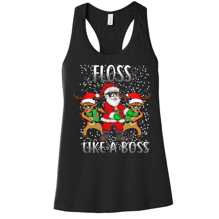 Floss like a Boss Santa Reindeer Women's Racerback Tank