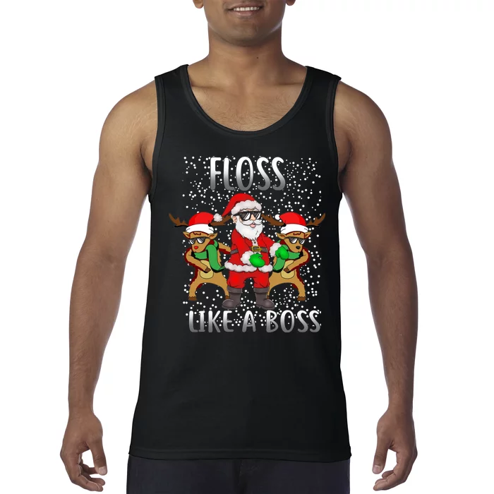 Floss like a Boss Santa Reindeer Tank Top