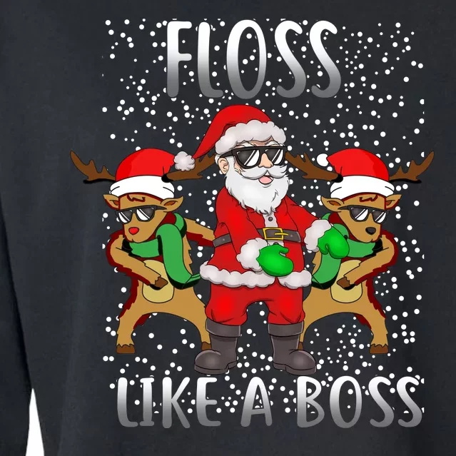 Floss like a Boss Santa Reindeer Cropped Pullover Crew