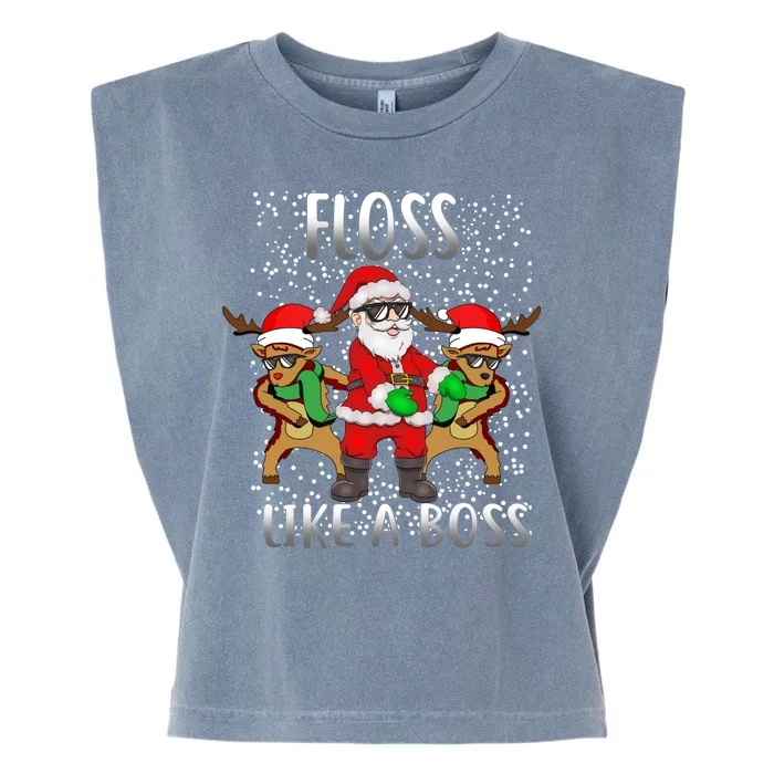 Floss like a Boss Santa Reindeer Garment-Dyed Women's Muscle Tee