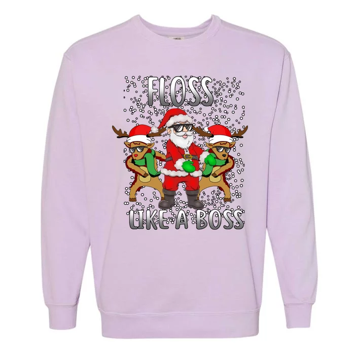 Floss like a Boss Santa Reindeer Garment-Dyed Sweatshirt