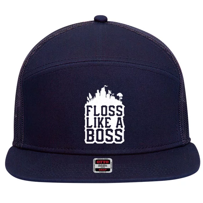 Floss Like A Boss Tower Funny 7 Panel Mesh Trucker Snapback Hat