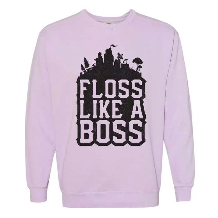 Floss Like A Boss Tower Funny Garment-Dyed Sweatshirt