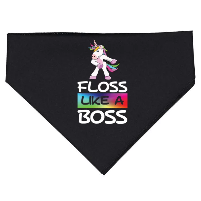 Floss Like a Boss Unicorn Rainbow USA-Made Doggie Bandana