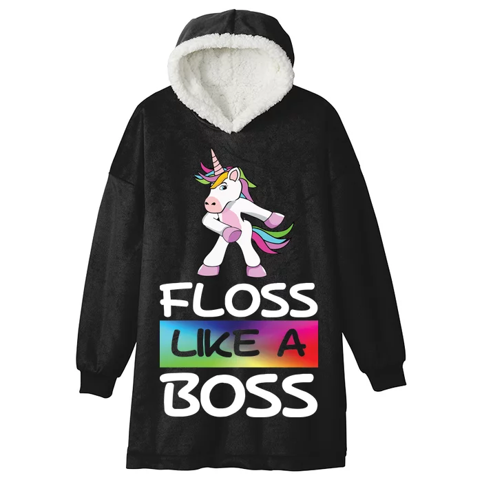 Floss Like a Boss Unicorn Rainbow Hooded Wearable Blanket