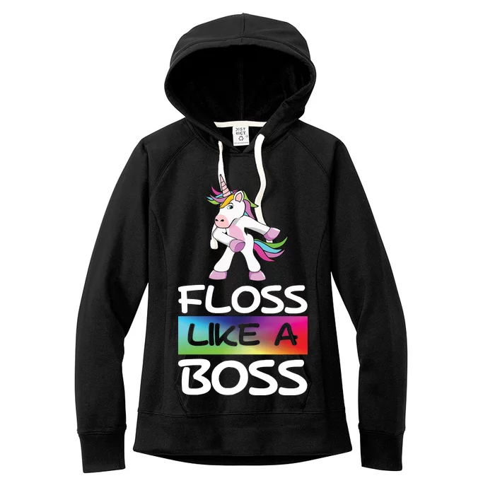 Floss Like a Boss Unicorn Rainbow Women's Fleece Hoodie