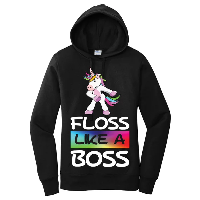 Floss Like a Boss Unicorn Rainbow Women's Pullover Hoodie