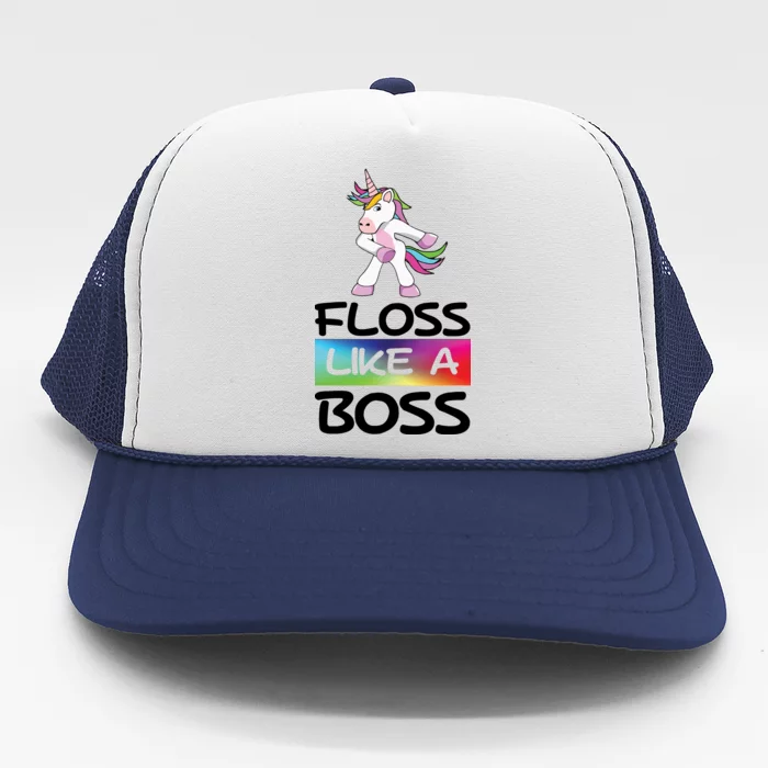 Floss Like a Boss Unicorn Rainbow Trucker Hat