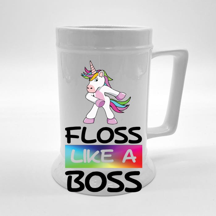 Floss Like a Boss Unicorn Rainbow Front & Back Beer Stein