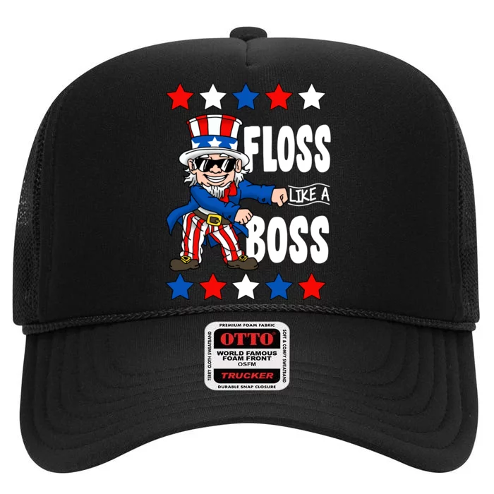 Floss Like A Boss USA 4th of July High Crown Mesh Trucker Hat