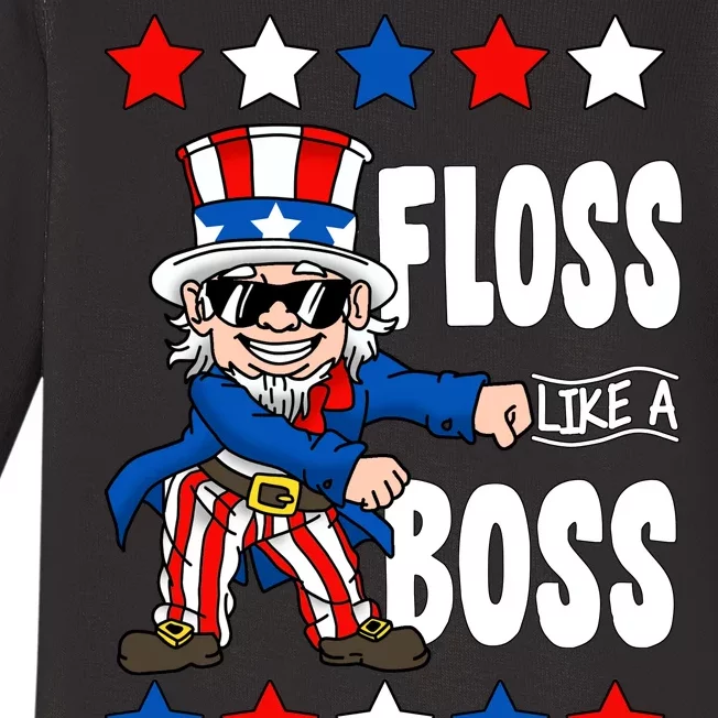 Floss Like A Boss USA 4th of July Baby Long Sleeve Bodysuit