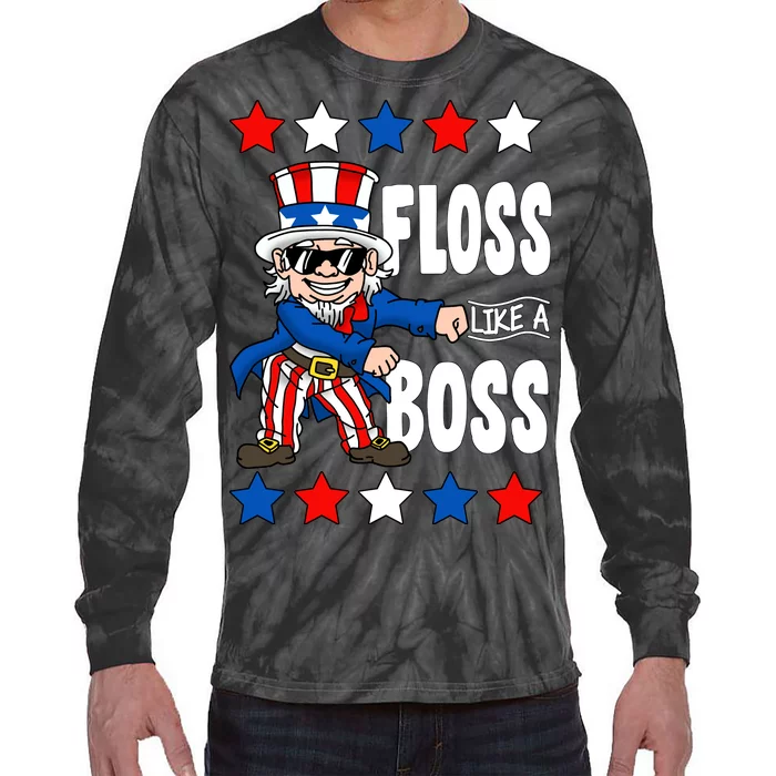 Floss Like A Boss USA 4th of July Tie-Dye Long Sleeve Shirt