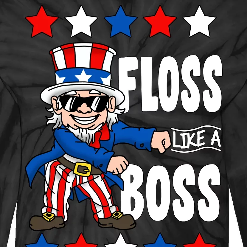 Floss Like A Boss USA 4th of July Tie-Dye Long Sleeve Shirt