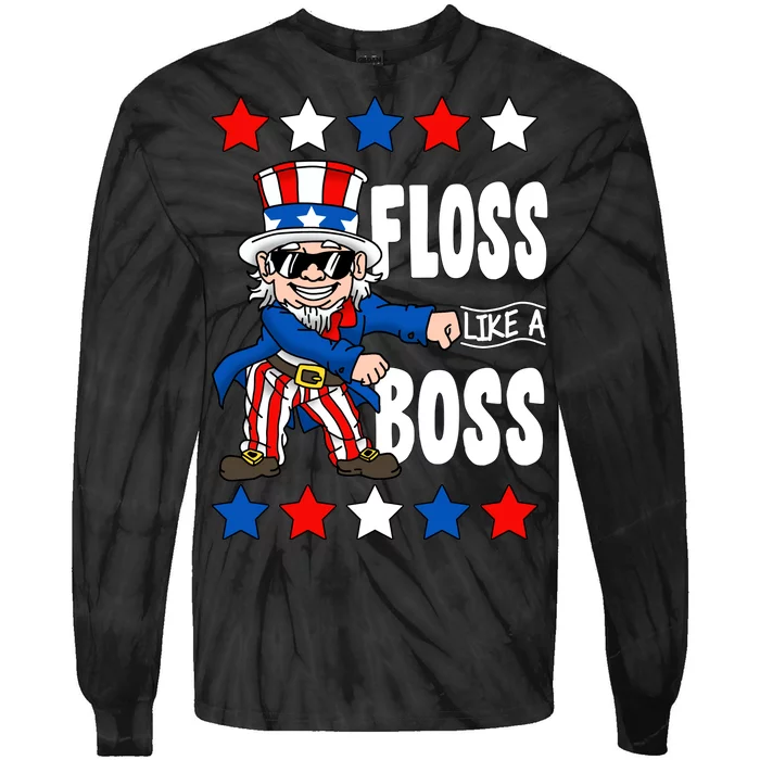 Floss Like A Boss USA 4th of July Tie-Dye Long Sleeve Shirt