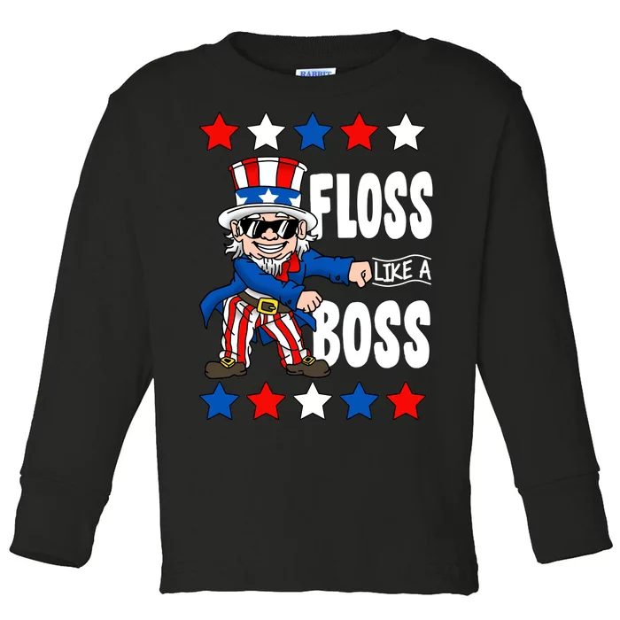 Floss Like A Boss USA 4th of July Toddler Long Sleeve Shirt