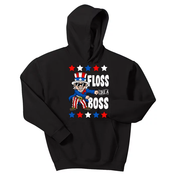 Floss Like A Boss USA 4th of July Kids Hoodie