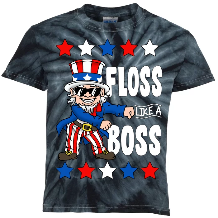 Floss Like A Boss USA 4th of July Kids Tie-Dye T-Shirt