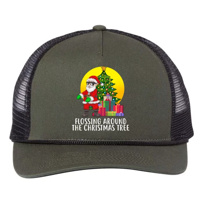 Flossing Around The Christmas Tree Retro Rope Trucker Hat Cap