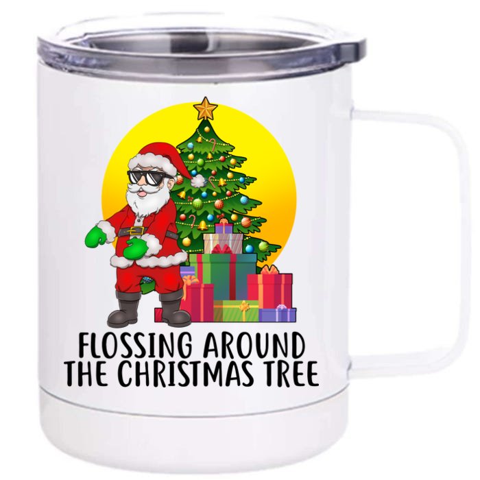 Flossing Around The Christmas Tree Front & Back 12oz Stainless Steel Tumbler Cup