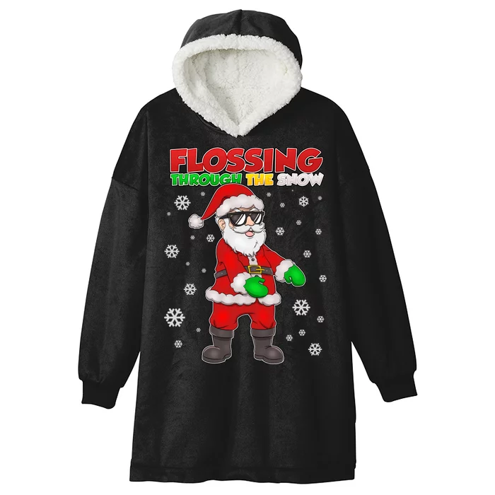 Flossing Through The Snow Santa Hooded Wearable Blanket