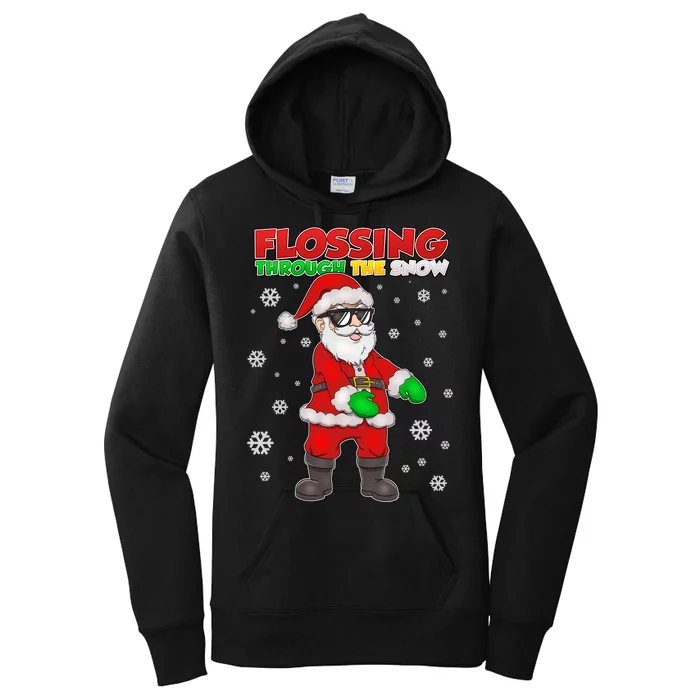 Flossing Through The Snow Santa Women's Pullover Hoodie