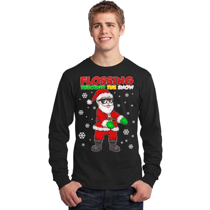 Flossing Through The Snow Santa Tall Long Sleeve T-Shirt