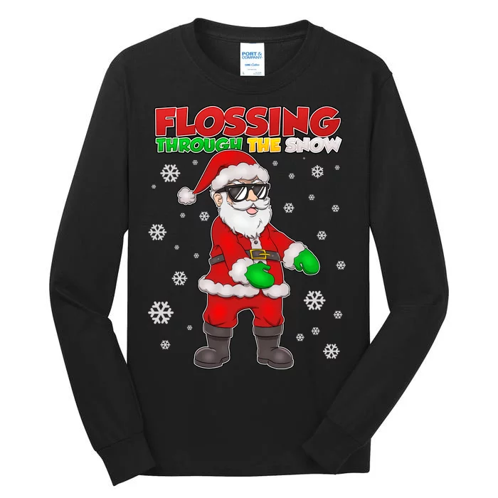 Flossing Through The Snow Santa Tall Long Sleeve T-Shirt