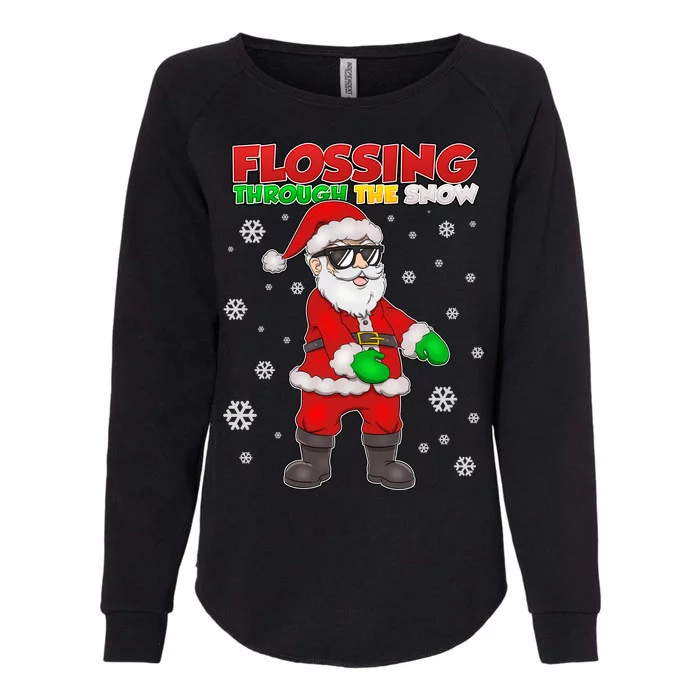 Flossing Through The Snow Santa Womens California Wash Sweatshirt