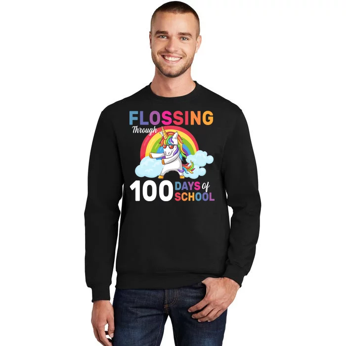 Flossing Unicorn Through 100 days Of School Sweatshirt