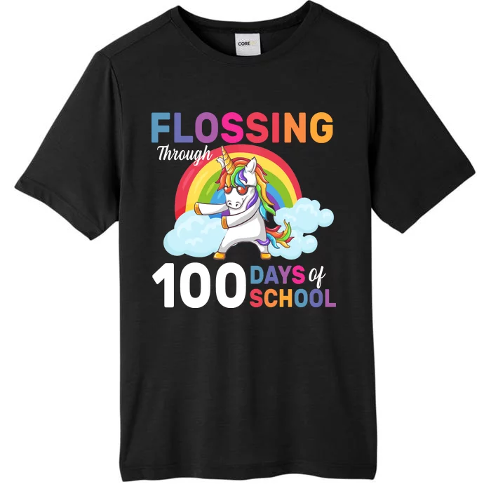 Flossing Unicorn Through 100 days Of School ChromaSoft Performance T-Shirt