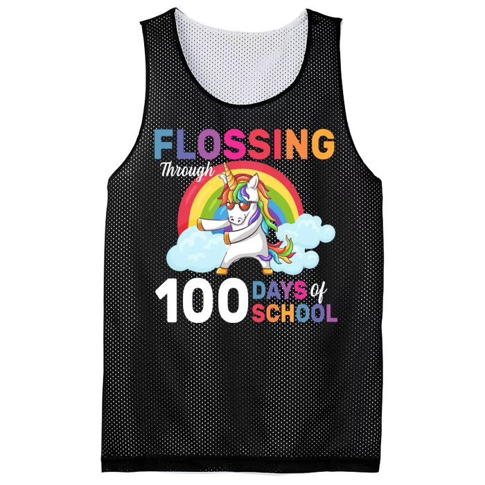 Flossing Unicorn Through 100 days Of School Mesh Reversible Basketball Jersey Tank