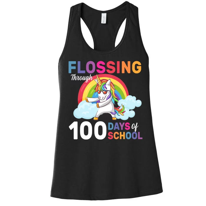 Flossing Unicorn Through 100 days Of School Women's Racerback Tank