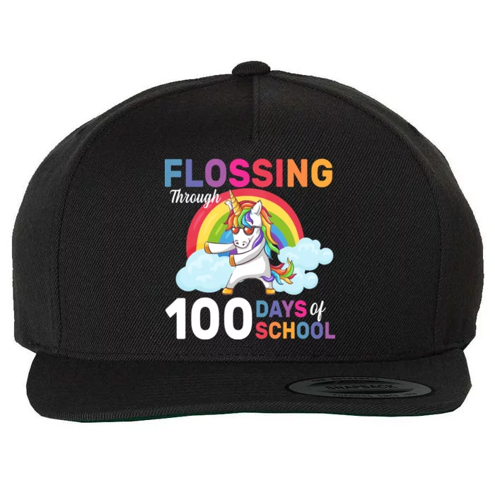 Flossing Unicorn Through 100 days Of School Wool Snapback Cap