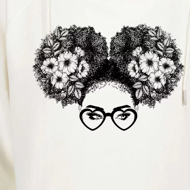 Flower Afro Puffs Womens Funnel Neck Pullover Hood