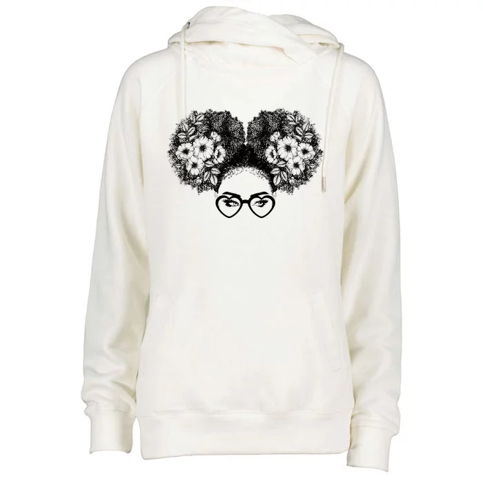 Flower Afro Puffs Womens Funnel Neck Pullover Hood