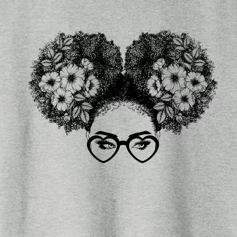 Flower Afro Puffs Women's Crop Top Tee