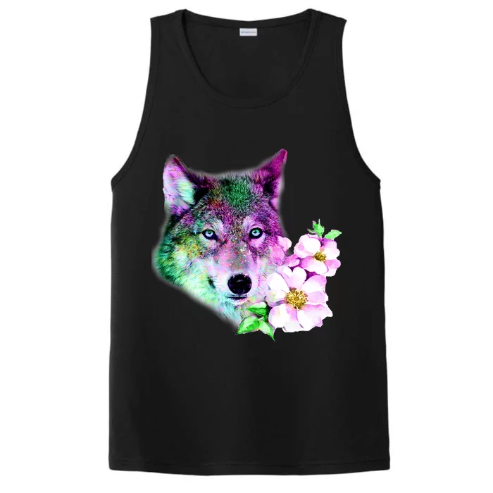 Flower Colorful Wilderness Wolf Performance Tank