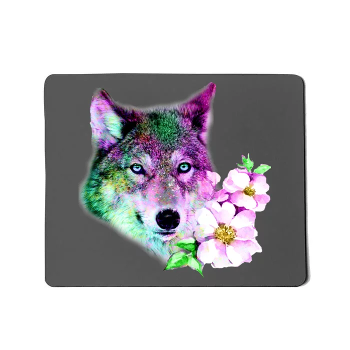 Flower Colorful Wilderness Wolf Mousepad