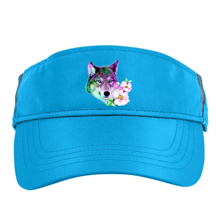 Flower Colorful Wilderness Wolf Adult Drive Performance Visor