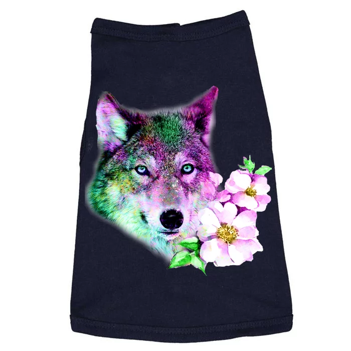 Flower Colorful Wilderness Wolf Doggie Tank